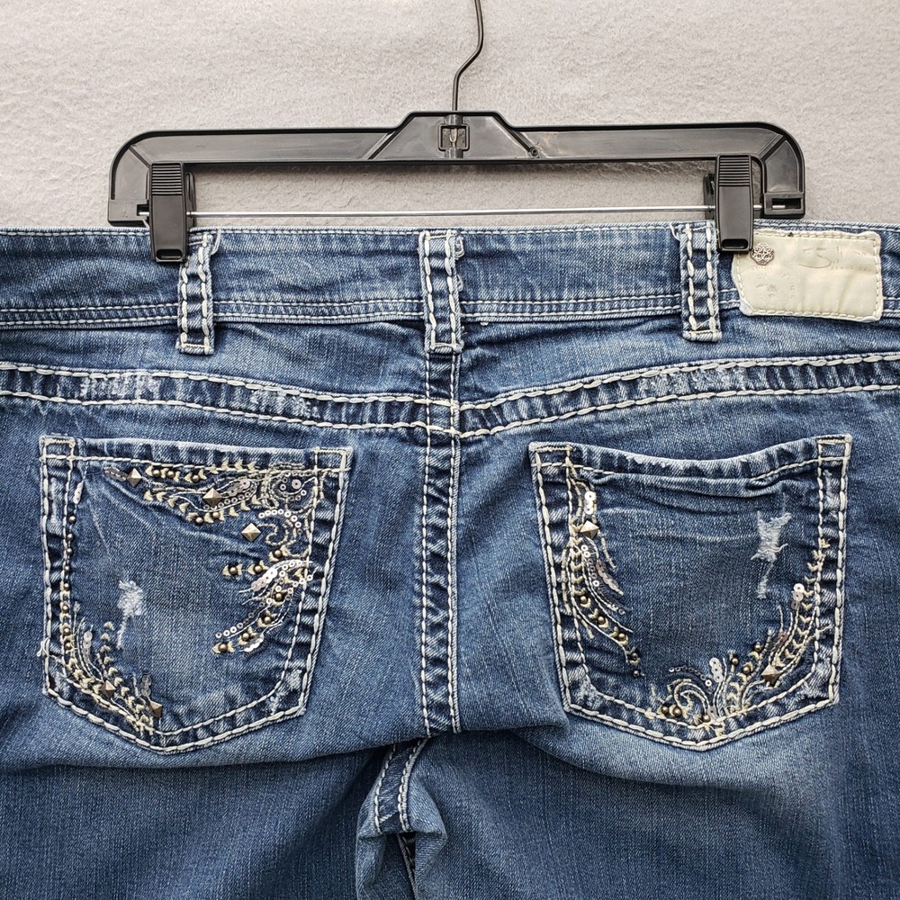 Silver Jeans Suki Straight Leg Embellished Pockets Sequins Embroidered Western